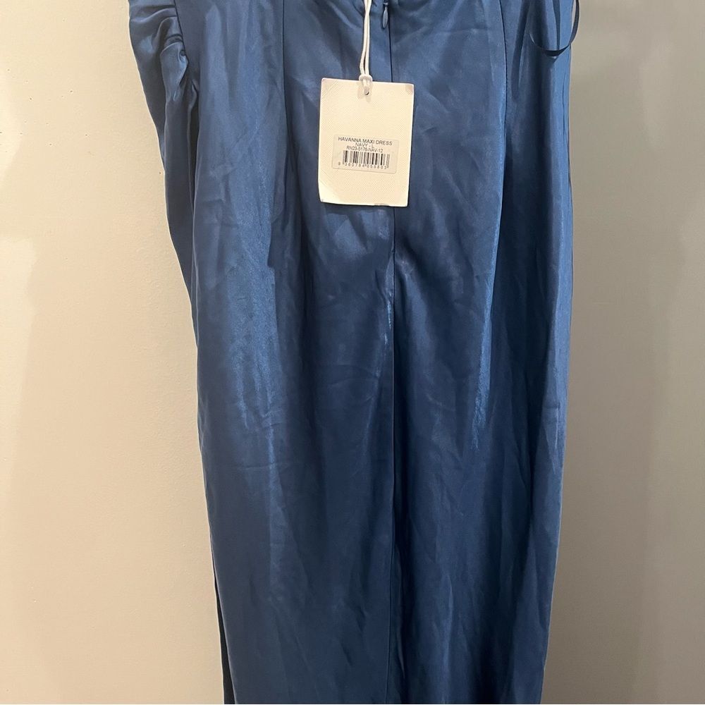 NWT Runaway the Label Maxi Midi Dress Navy Havanna Cowl Neck Wedding Guest sz L - Picture 9 of 11